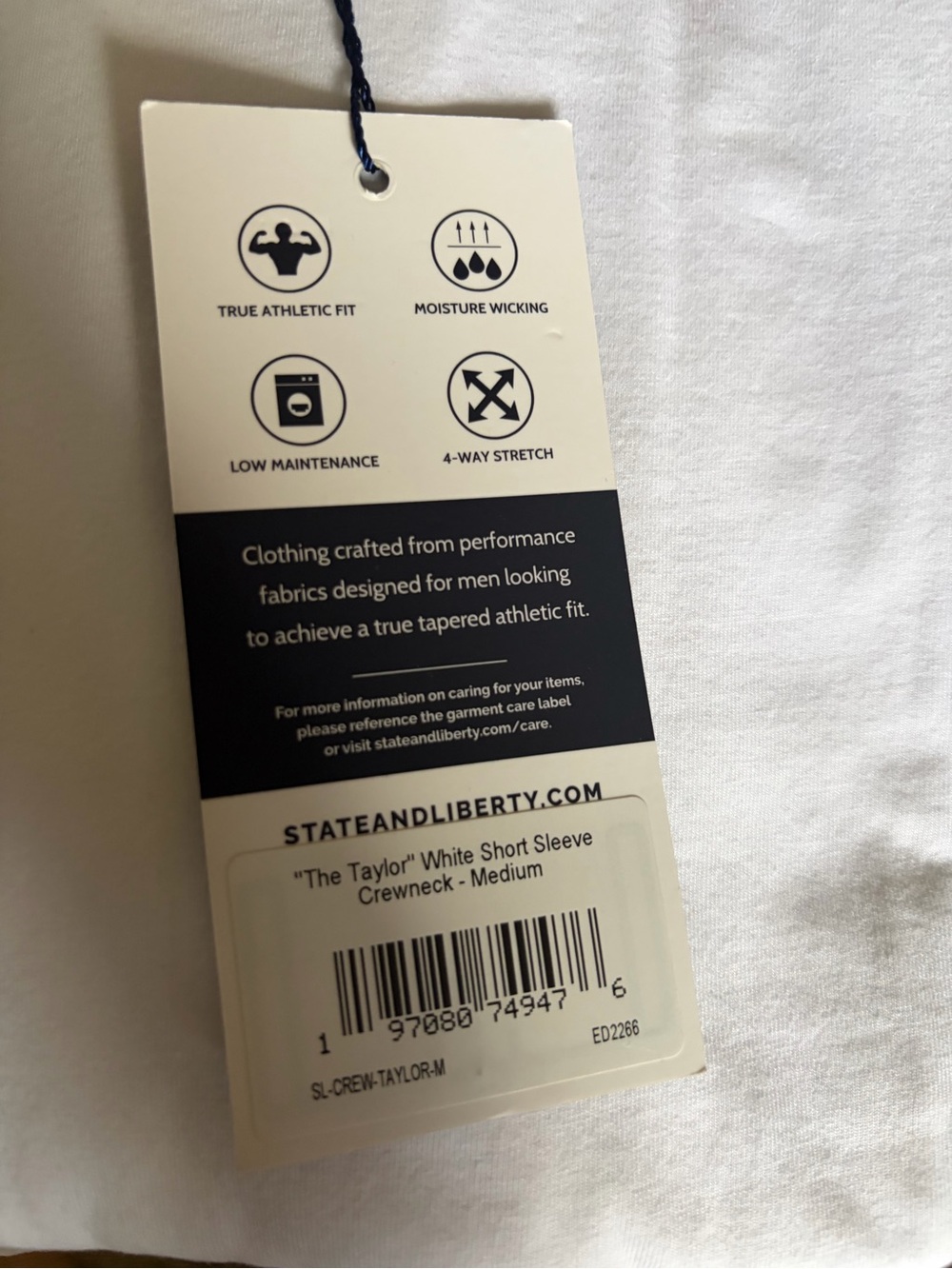 State & Liberty "The Taylor" white men’s short sleeve crewneck t-shirt - Picture 3 of 3